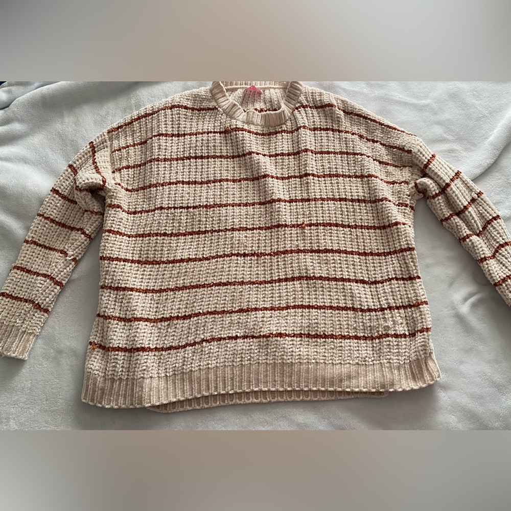 Pink Lily women’s chenille sweater. Size XL. color cream/orange